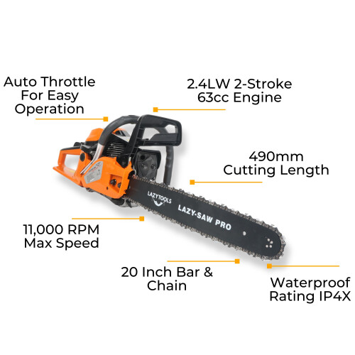 63cc Petrol Chainsaw 20 Inch - Heavy Duty Chainsaw 1