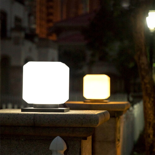 003 Solar Square Outdoor Post Light LED Waterproof Wall Lights,20cm (White Light) 1