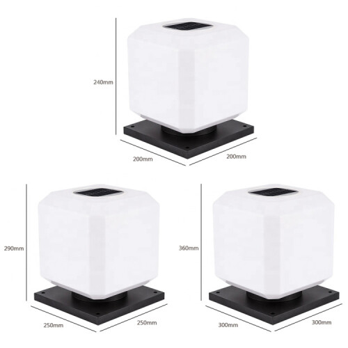 003 Solar Square Outdoor Post Light LED Waterproof Wall Lights,20cm (White Light) 2