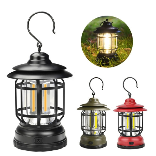 Portable Retro Hanging Lamp Lantern Camping Tent Light,USB Charging(Black) 1