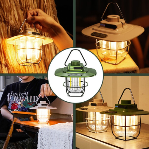 LY02 LED Retro Handheld Tent Light, Portable USB Rechargeable Camping Light (Black) 1