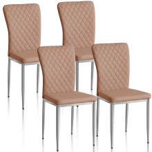 Set of 4 Dinning Chairs High Back chair PU Latte