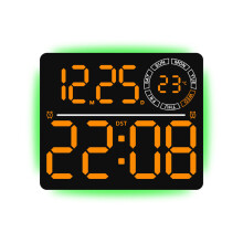 Large Digital Wall Clock with Remote Control-Black shell oran