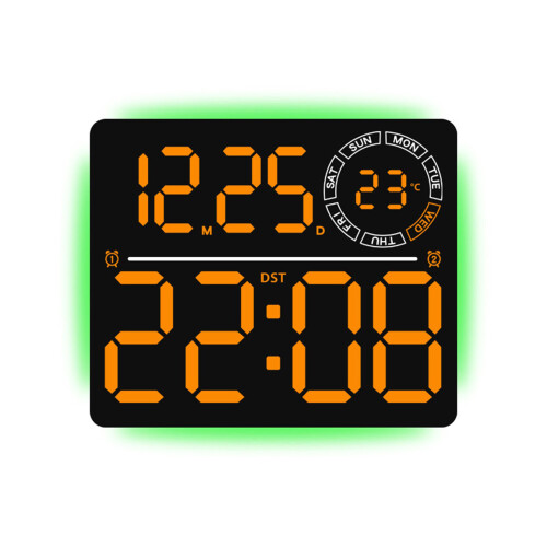 Large Digital Wall Clock with Remote Control-Black shell oran