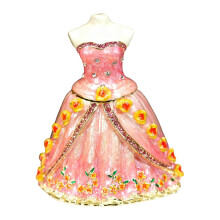 Trendy Enamel Coated Metal Princess Dress Themed Jewelry-Pink