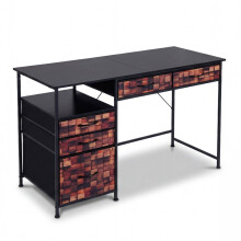 Schreibtisch mit 5 Stoffschubladen und Ablage - Braun, 120 x 50 cm