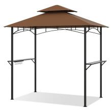 Grillpavillon mit Doppeldach, Ablagen und Haken, 240 x 151 cm