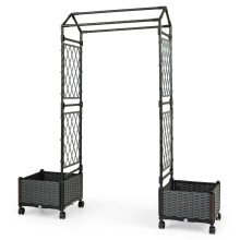 Jardinière surélevée avec treillis et système d'arrosage automatique, grise