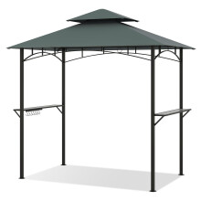 Grillpavillon mit Doppeldach und Ablagen, 240 x 151 cm, Grau