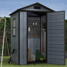BIRCHTREE Plastic Garden Shed Apex 4X4FT Grey