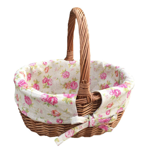 (White) Double Steamed Oval Wicker Shopping Basket