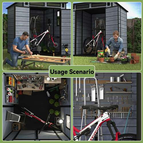 Birchtree BIRCHTREE Plastic Garden Shed Pent 6X6FT Grey 1