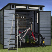 BIRCHTREE Plastic Garden Shed Pent 6X6FT Grey