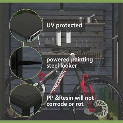 Birchtree BIRCHTREE Plastic Garden Shed Pent 6X6FT Grey 2