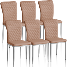 Set of 6 Dinning Chairs High Back Padded PU Latte