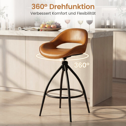 Drehbare Barhocker, 2er-Set, gepolstertes Kunstleder, 360-Drehung 2
