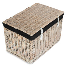 (Grey) 60cm Whitewash Chest Wicker Storage Basket