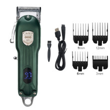 (Green) Kraftig vintage oljedrevet hårklipper med LCD-skjerm for menn, selvbetjent hårklipp for hjemmet