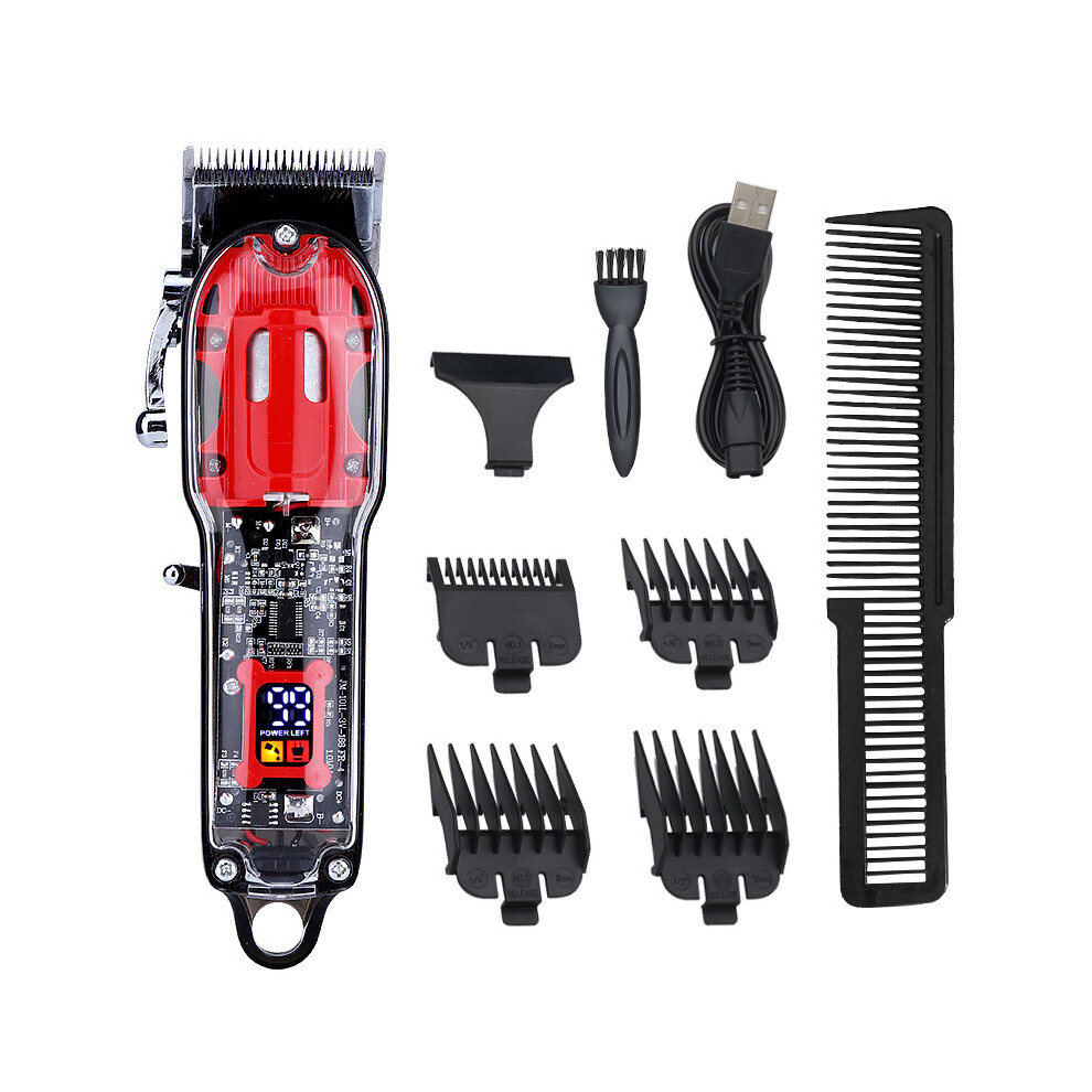 Black (Black) Transparent Retro Oil Head Electric Clipper, Salon High-Power Hair Clipper With Lcd Digital Display