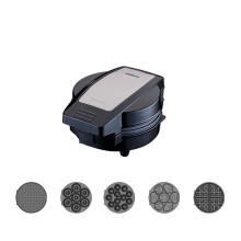 (Five-in-One, European Standard) Macchina professionale per la colazione, crepiera e piastra per waffle, macchina per sandwich 3 in 1