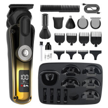 (616Black+Gold) Vanntett elektrisk barbermaskin for menn, multifunksjonell hårklipper