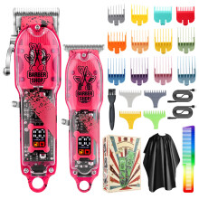 (Scissors Style Magenta) Mor-barn hårklipper, gjennomsiktig kropp, elektrisk trimmer, barbermaskin for fett hår for menn