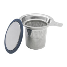 (Groove Mouth) Filtro da tè in acciaio inox con coperchio, set regalo per la metà dell'autunno