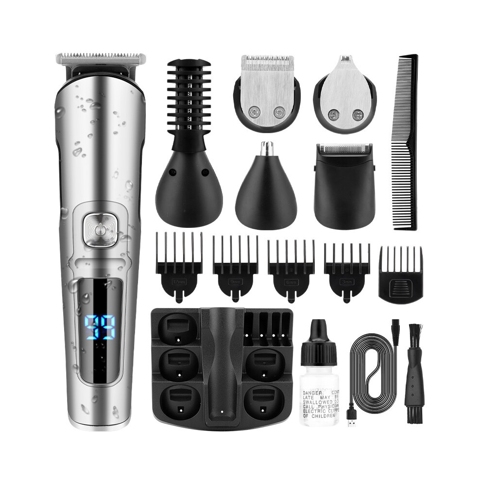 (A) Waterproof Electric Shaver Men's Hair Clipper Multifunctional Trimmer Set