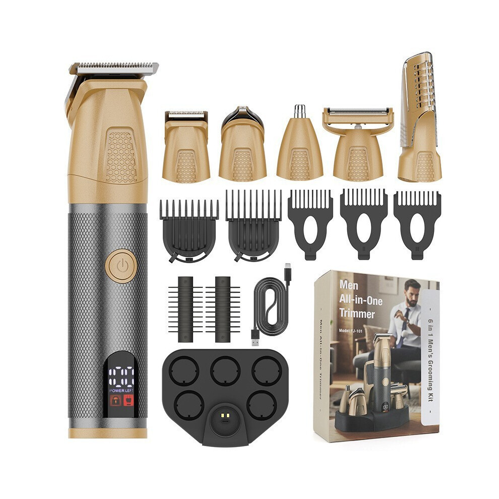 Gold (Yj-101 ) Waterproof Electric Shaver Men's Hair Clipper Multifunctional Trimmer Set