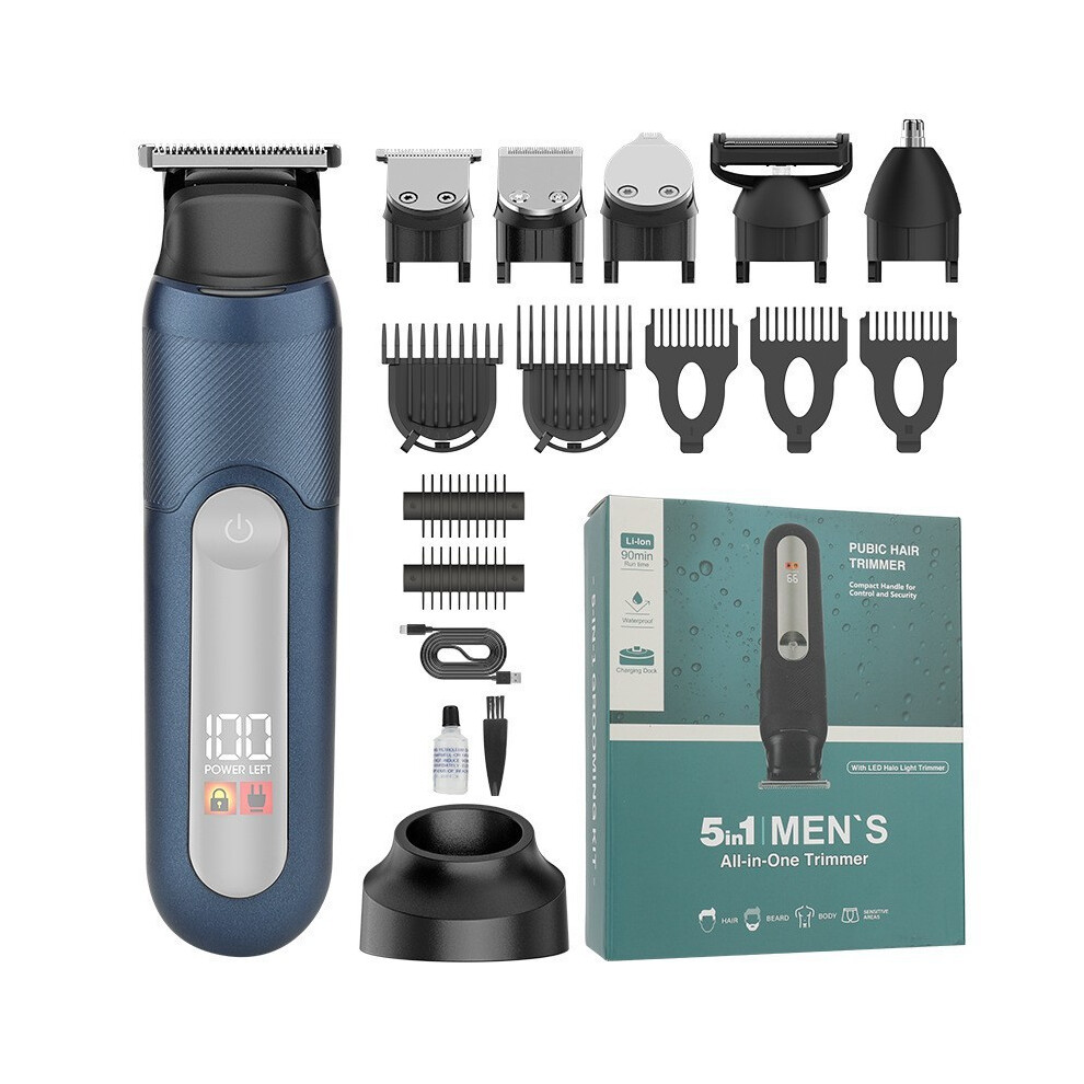 Blue (Yj-102 ) Waterproof Electric Shaver Men's Hair Clipper Multifunctional Trimmer Set