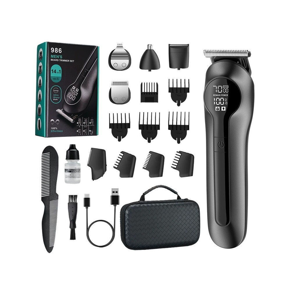 (T986) Waterproof Electric Shaver Men's Hair Clipper Multifunctional Trimmer Set