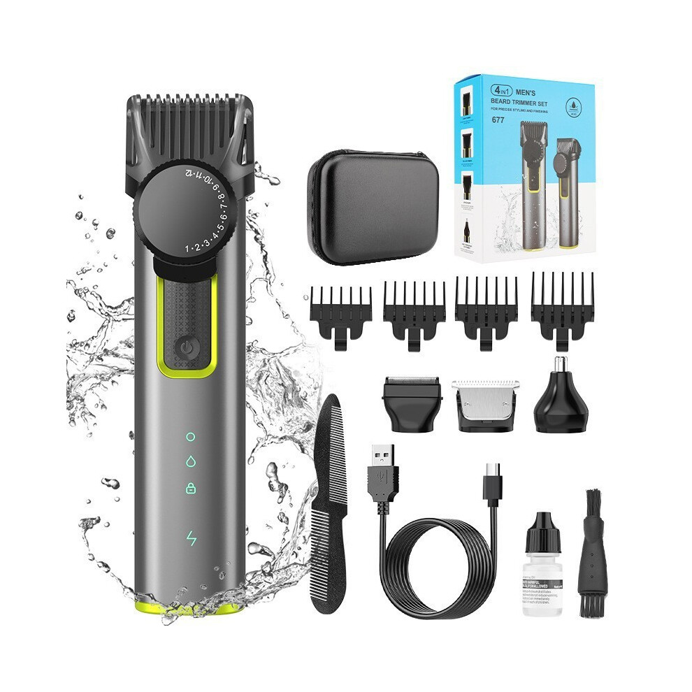 (T677) Waterproof Electric Shaver Men's Hair Clipper Multifunctional Trimmer Set
