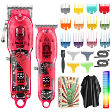 (Count Style Magenta) Mor-barn hårklipper, gjennomsiktig kropp, elektrisk trimmer, barbermaskin for fett hår for menn