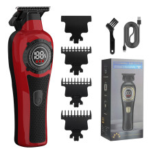 (Red) Leistungsstarker Haarschneider mit LCD-Display für Herren im Retro-Barbershop-Stil