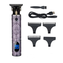 (Purple) T9 LCD digital elektrisk hårklipper med Buddha-hode, falmet finish, hvit