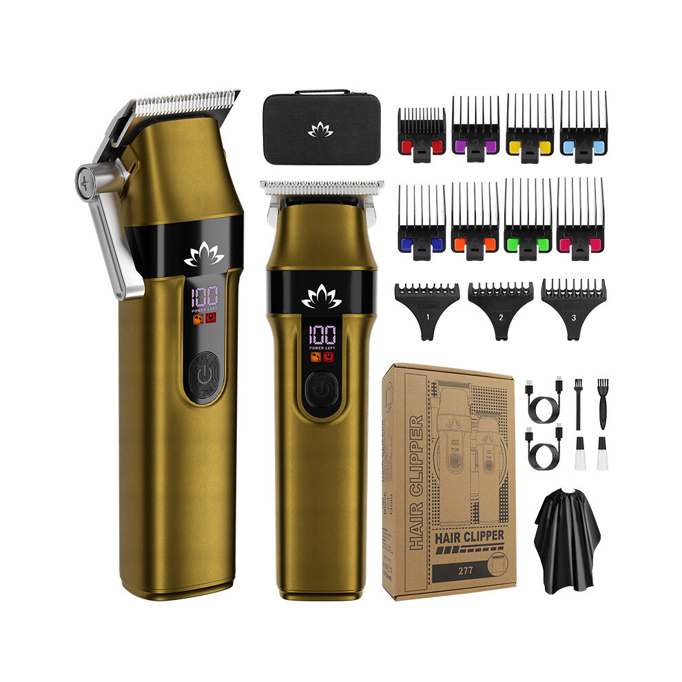 (Gold) Men's Home & Salon Electric Hair Clipper Set, High-Power Professional Carving Clipper For Mother-Son Use Gold 8375701224072