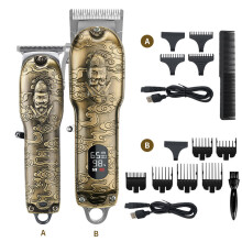 (JM-2021) Mor-sønn hårklippersett, LCD digital skjerm, herretrimmer og barbermaskin med oljebasert hodebunnsformingsfunksjon
