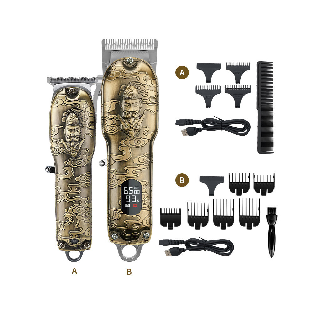 (JM-2021) Mother Son Hair Clipper Set, LCD Digital Display, Men's Oil Head Carving Clipper & Shaver