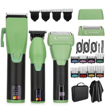 (362 Green) Mor-sønn hårklippersett, LCD digital skjerm, herretrimmer og barbermaskin med oljebasert hodebunnsformingsfunksjon