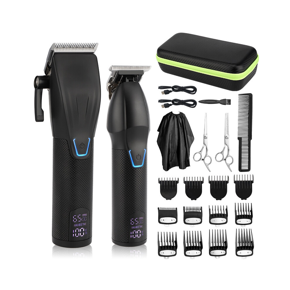 Black (Black) Mother Son Hair Clipper Set, Lcd Digital Display, Men's Oil Head Carving Clipper & Shaver
