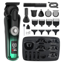 (616 Black + Green) Vanntett elektrisk barbermaskin for menn, multifunksjonell hårklipper