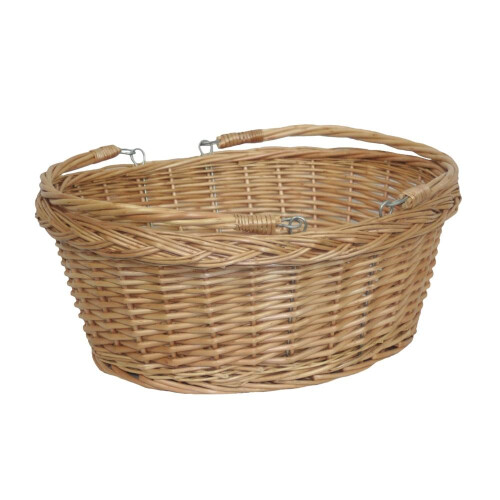 (Red Checked) Large Swing Handle Wicker Shopping Basket 2