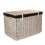 (Navy) Large Whitewash Finish Storage Wicker Basket 1