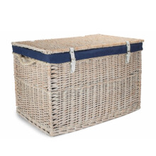 (Grey) Large Whitewash Finish Storage Wicker Basket