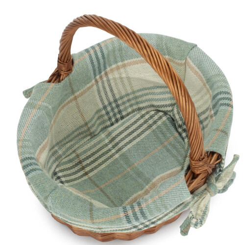(Red Checked) Double Steamed Oval Wicker Shopping Basket
