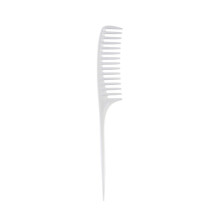 Ergonomic Grip Comb For Hairdressers Featuring Wide Teeth-White