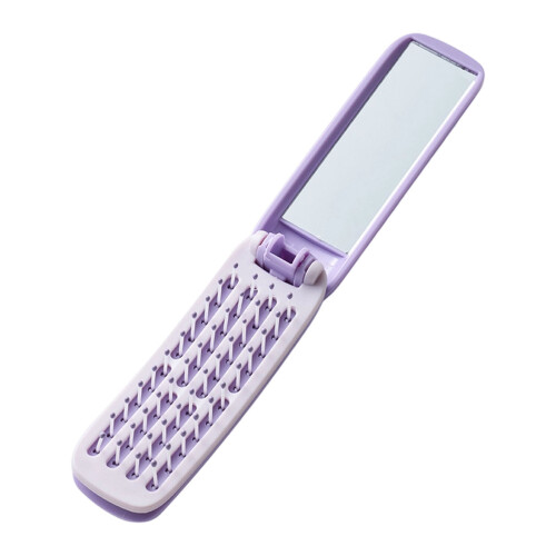 Durability ABS Comb Including Foldable Design And Mirror-Purple