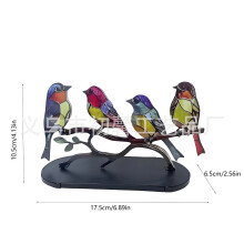 (4PCS, Iron) Novas flores e pássaros ornamentos decoração para casa metal criativo cor artesanato