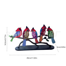 (5PCS, Acrylic) Novas flores e pássaros ornamentos decoração para casa metal criativo cor artesanato