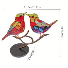 (2PCS, Iron) Novas flores e pássaros ornamentos decoração para casa metal criativo cor artesanato
